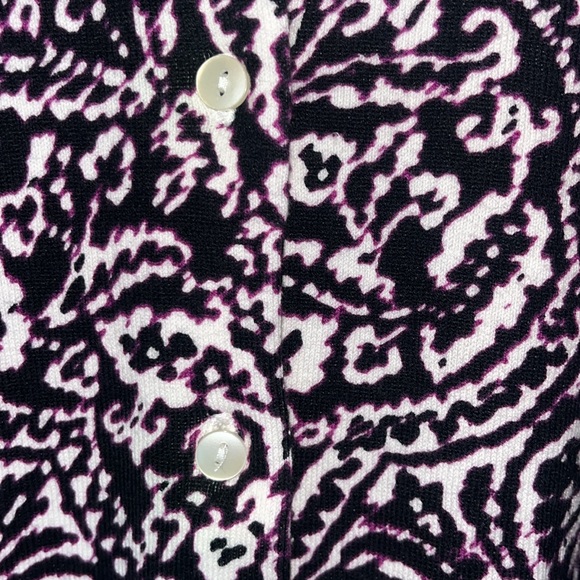 NWT Madison Lightweight Cardigan Sweater Plum White Floral Leaf Boho Print Sz XL - Picture 5 of 11